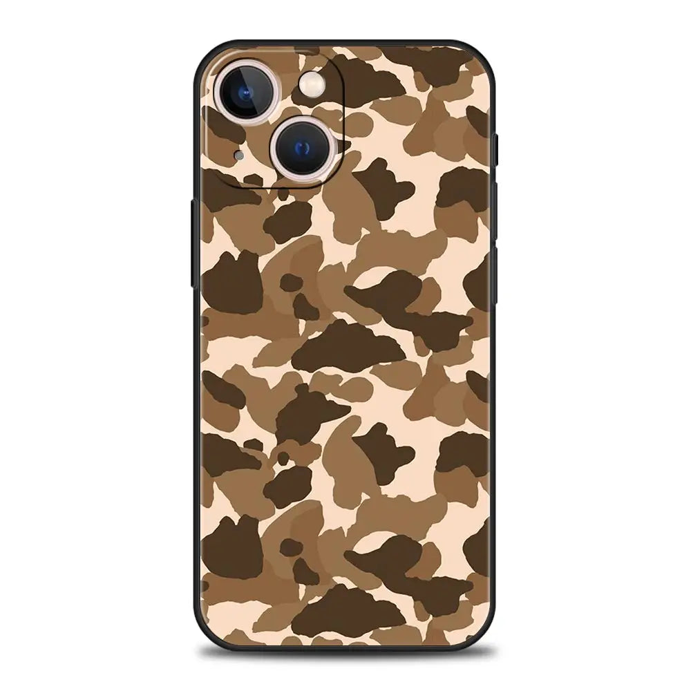 Military Camo iPhone Case – Army Silicone Cover for 7–15 Pro Max