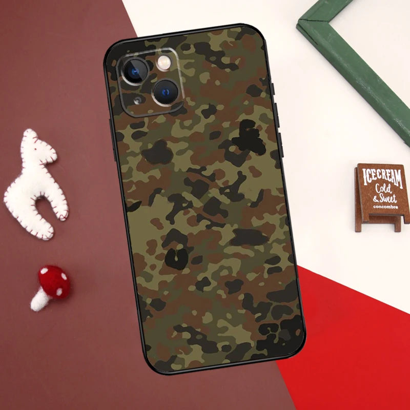 Flecktarn Camouflage iPhone Case – Camo Back Cover for 7–16 Pro Max