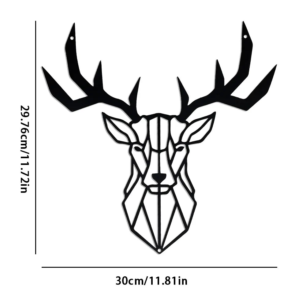 Laser Engraved Metal Iron Deer Head Hollow Out Silhouette Decorative Painting Minimalism Home Crafts Indoor Outdoor Art Wall