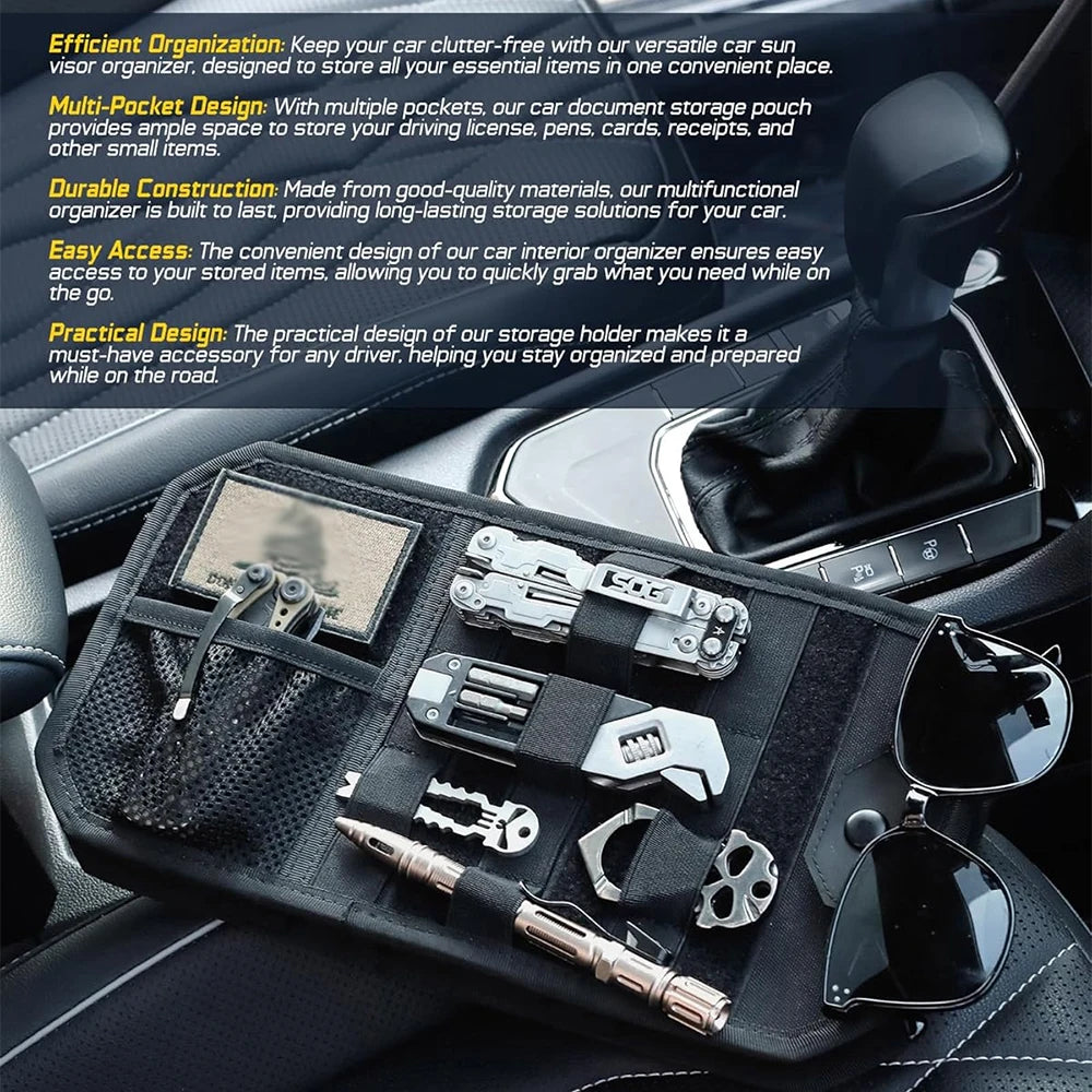 Molle Car Sun Visor Organizer Universal Car Auto Panel EDC Tool Pouch Holder Case for Car Accessories Molle Hunting Gears Bag