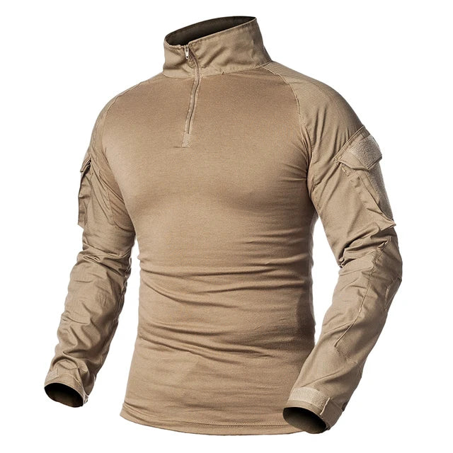 Mens US Army Tactical Multicam Military Combat Black T-Shirt Long Sleeve CP Camouflage Airsoft Shirts Camping Hunting Clothing