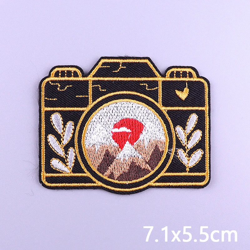 Nature & Wildlife Embroidered Iron-On Patch – Mountains, Animals & Adventure Design