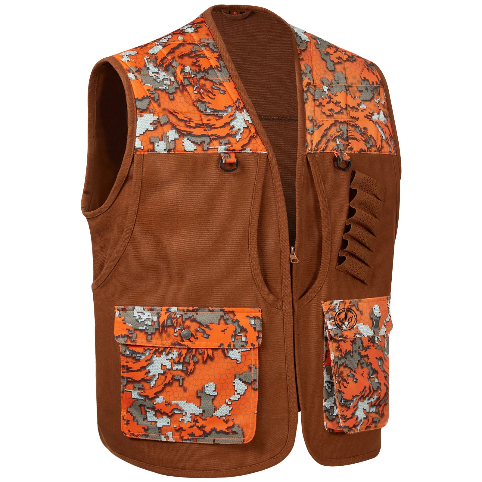 Unisex Upland Game Field Water-Resistant Bird Hunting Vest with Multi Pockets Brown/Orange Men Women FV11