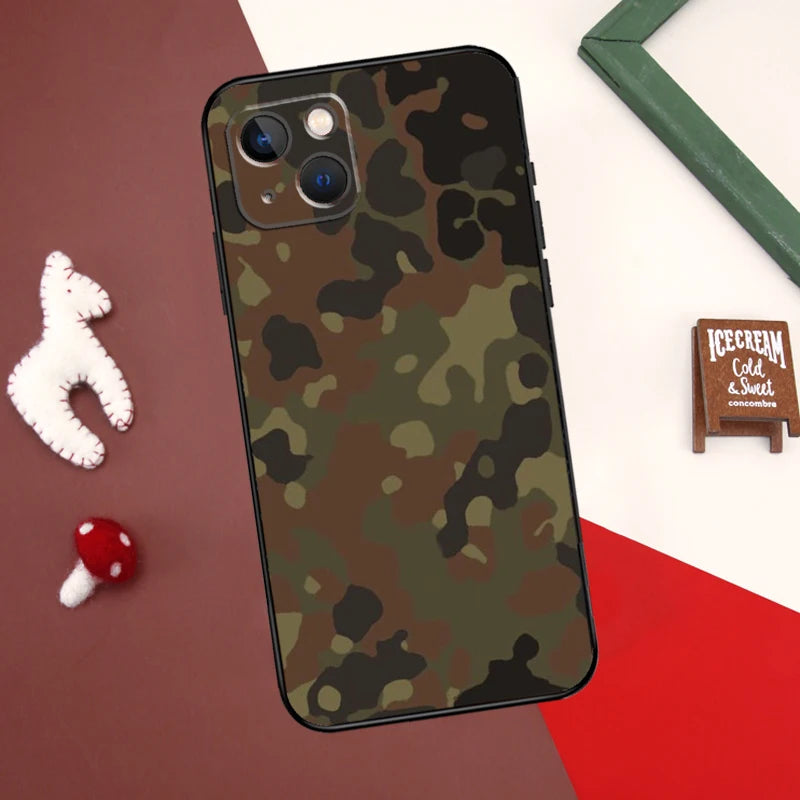 Flecktarn Camouflage iPhone Case – Camo Back Cover for 7–16 Pro Max
