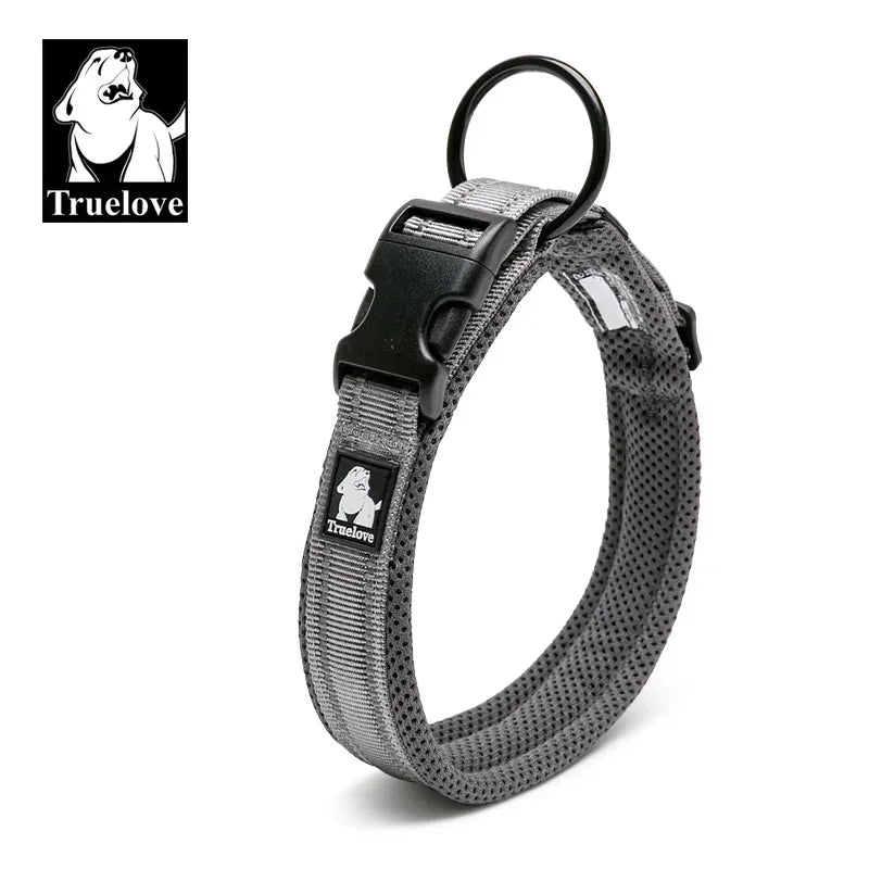 TrueLove Reflective Mesh Dog Collar – Adjustable, Heavy-Duty Nylon for All Breeds