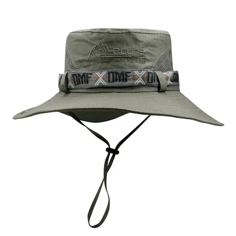 Camo Mesh Safari Hat – Wide Brim Hunting, Hiking & Fishing Sun Protection Cap