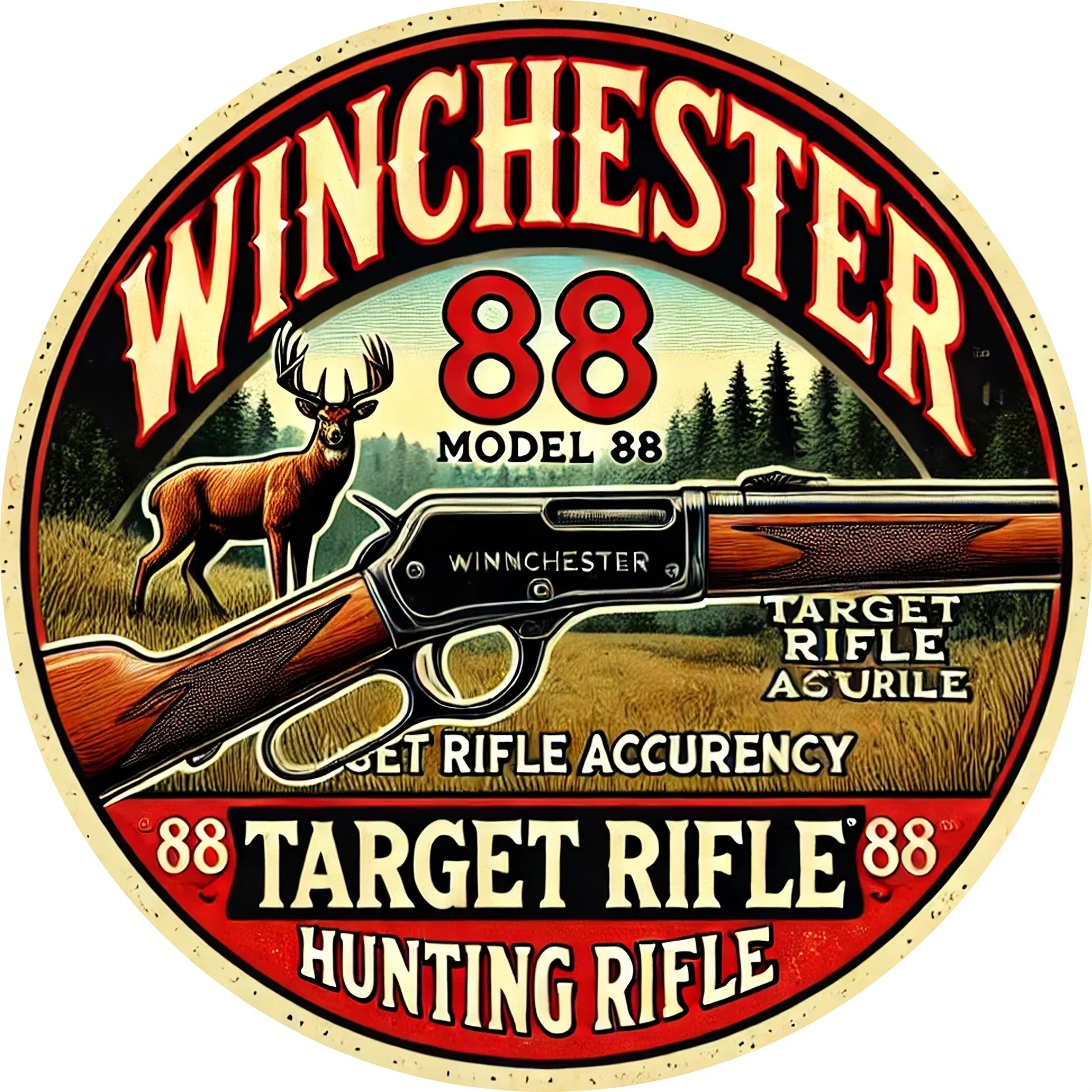 Winchester Model 88 Vintage Wall Art Sign -Metal Plaque For Home, Bar, Hunting Room Decor