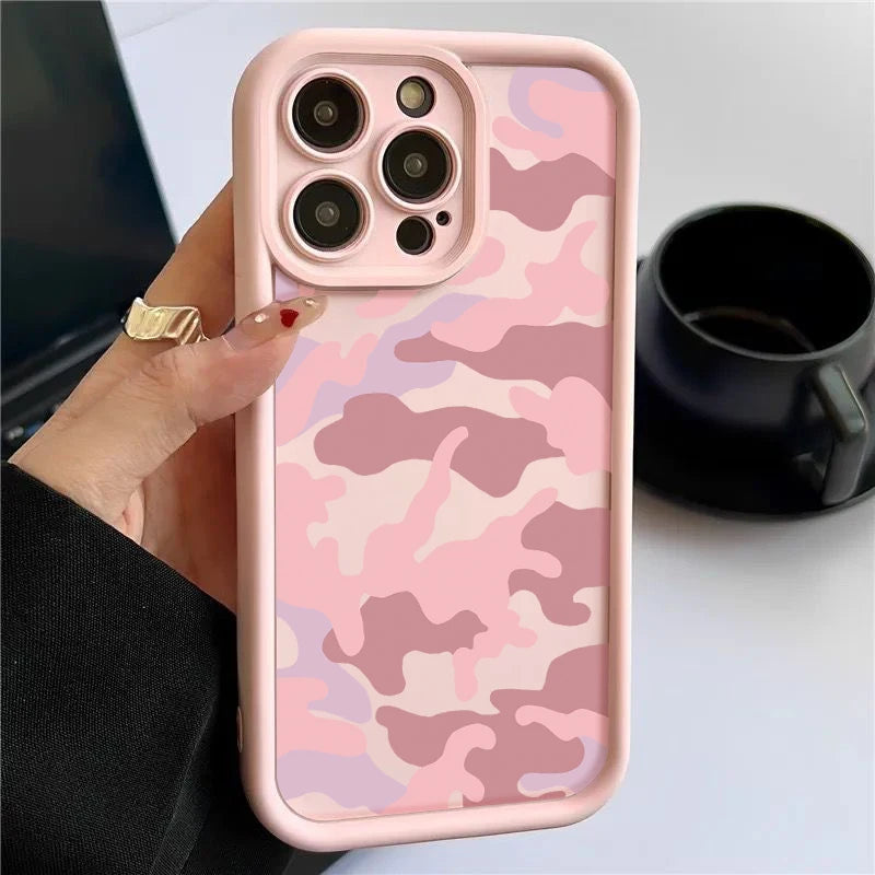 Camouflage Shockproof iPhone Case – Soft TPU Silicone Cover (Models 7–16 Pro Max)