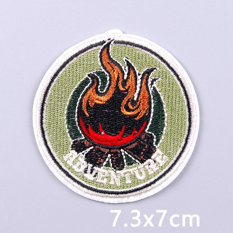 Nature & Wildlife Embroidered Iron-On Patch – Mountains, Animals & Adventure Design