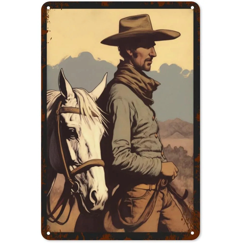 Wild West Cowboys Vintage Metal Tin Signs Wall Decor for Home Garden Garage Man Cave Bars Cafe Clubs Retro Posters Plaque
