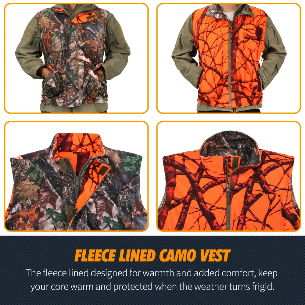 Orange Hunting Vest Men's Sleeveless Jacket Camouflage Field Breathable Hunting Vest With Many Multi Pockets Outdoors Waistcoat