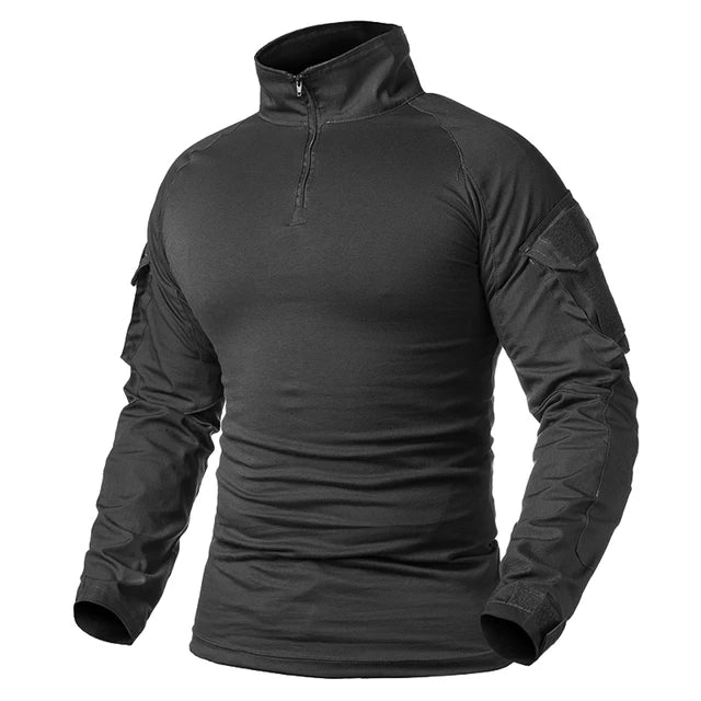 Mens US Army Tactical Multicam Military Combat Black T-Shirt Long Sleeve CP Camouflage Airsoft Shirts Camping Hunting Clothing