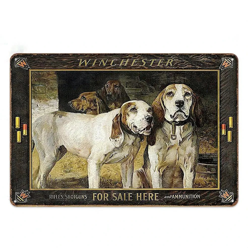 Vintage Hunting Plaque Metal Posters Signs Wall Decor for Man Cave Room Decorative Metal Plate Hunter