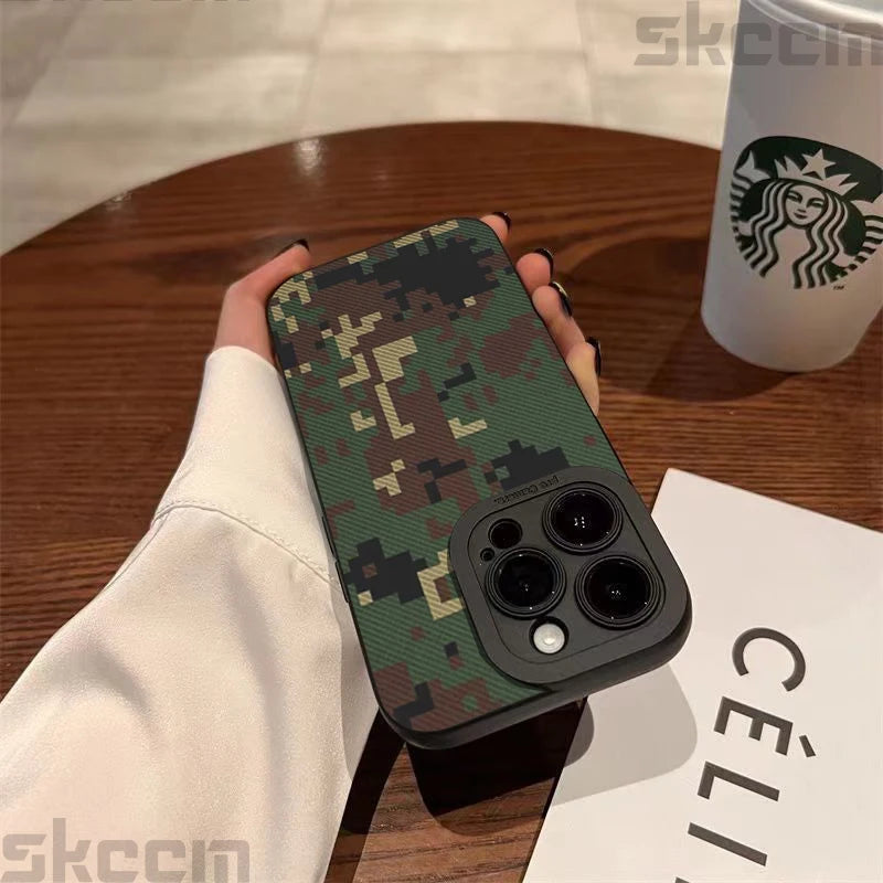 Graffiti Army Green Camo iPhone Case – Soft Cover for 7–16 Pro Max