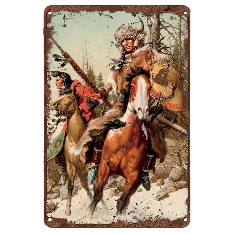 Wild West Cowboys Vintage Metal Tin Signs Wall Decor for Home Garden Garage Man Cave Bars Cafe Clubs Retro Posters Plaque