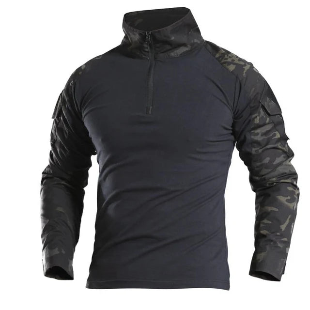 Mens US Army Tactical Multicam Military Combat Black T-Shirt Long Sleeve CP Camouflage Airsoft Shirts Camping Hunting Clothing