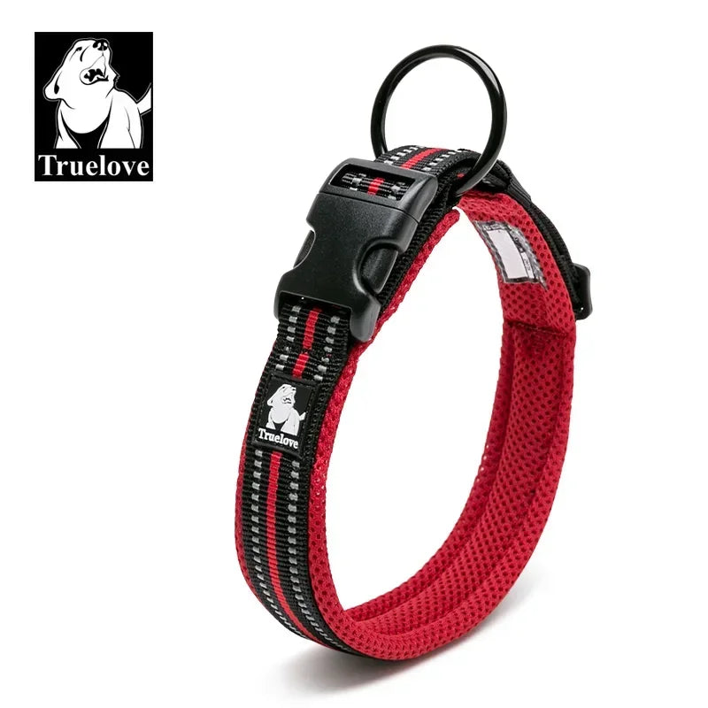 TrueLove Reflective Mesh Dog Collar – Adjustable, Heavy-Duty Nylon for All Breeds
