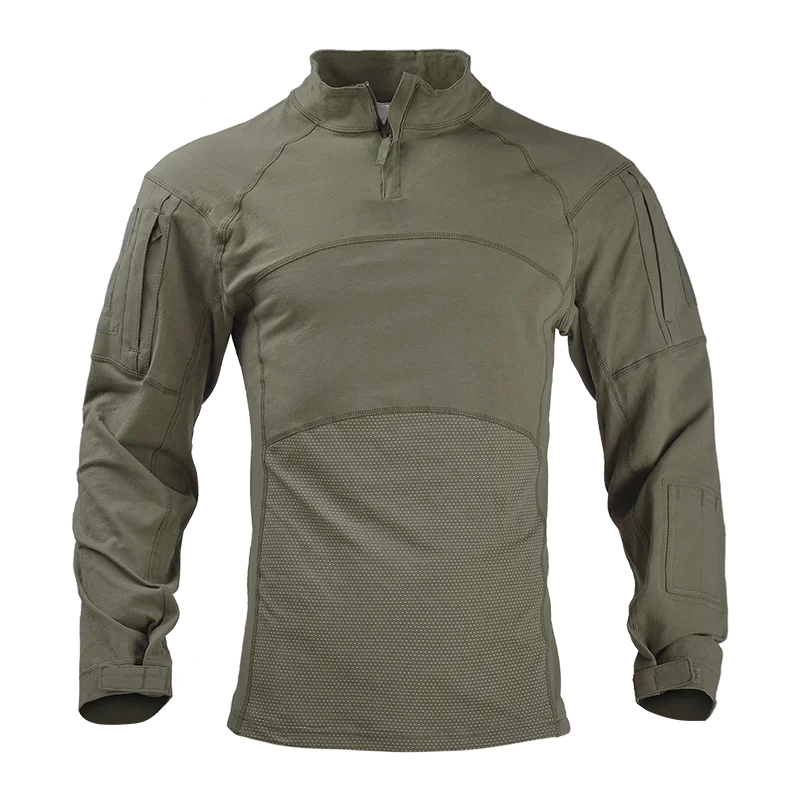 Mens Tactical Shirt 1/4 Zip Hunting Cothes Combat Shirts Fishing Hiking Shirts Casual Pullover Tops Wear-Resistance