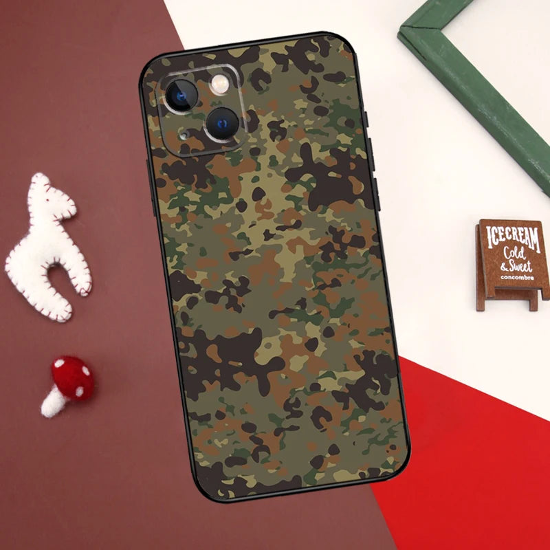 Flecktarn Camouflage iPhone Case – Camo Back Cover for 7–16 Pro Max