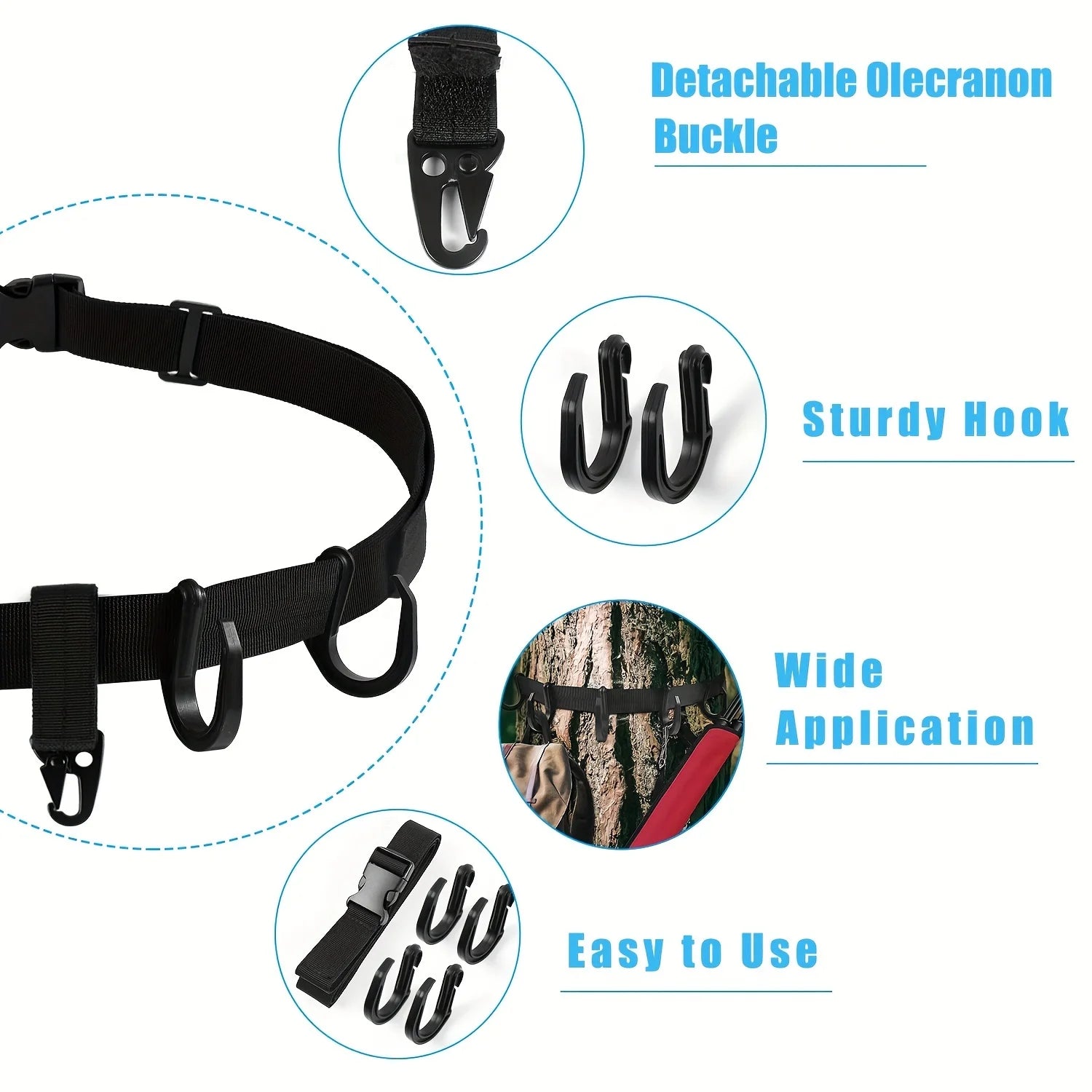 Tree Stand Gear Hanger Strap – Multi-Hook Accessory Holder for Hunting & Camping