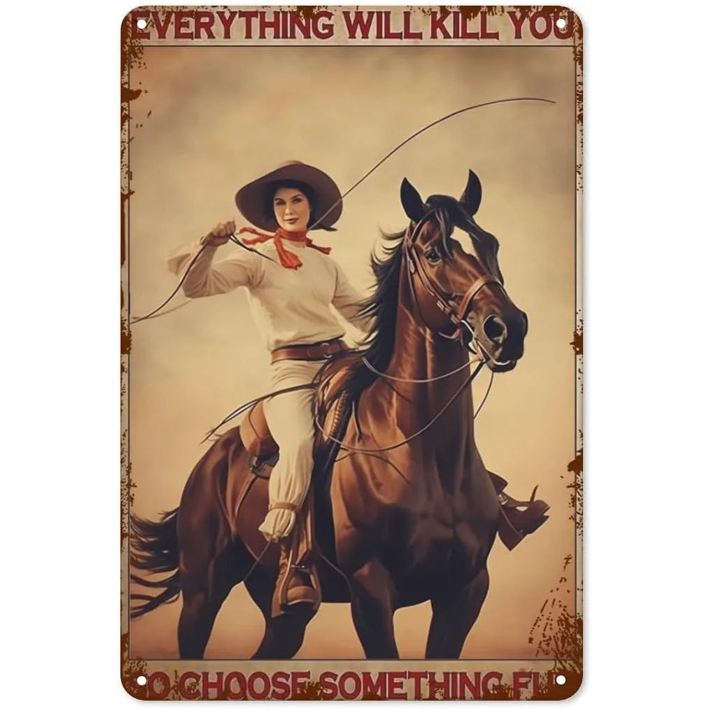Wild West Cowboys Vintage Metal Tin Signs Wall Decor for Home Garden Garage Man Cave Bars Cafe Clubs Retro Posters Plaque
