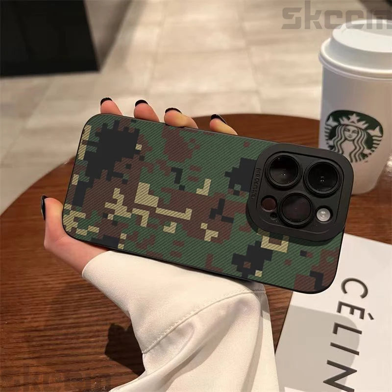 Graffiti Army Green Camo iPhone Case – Soft Cover for 7–16 Pro Max