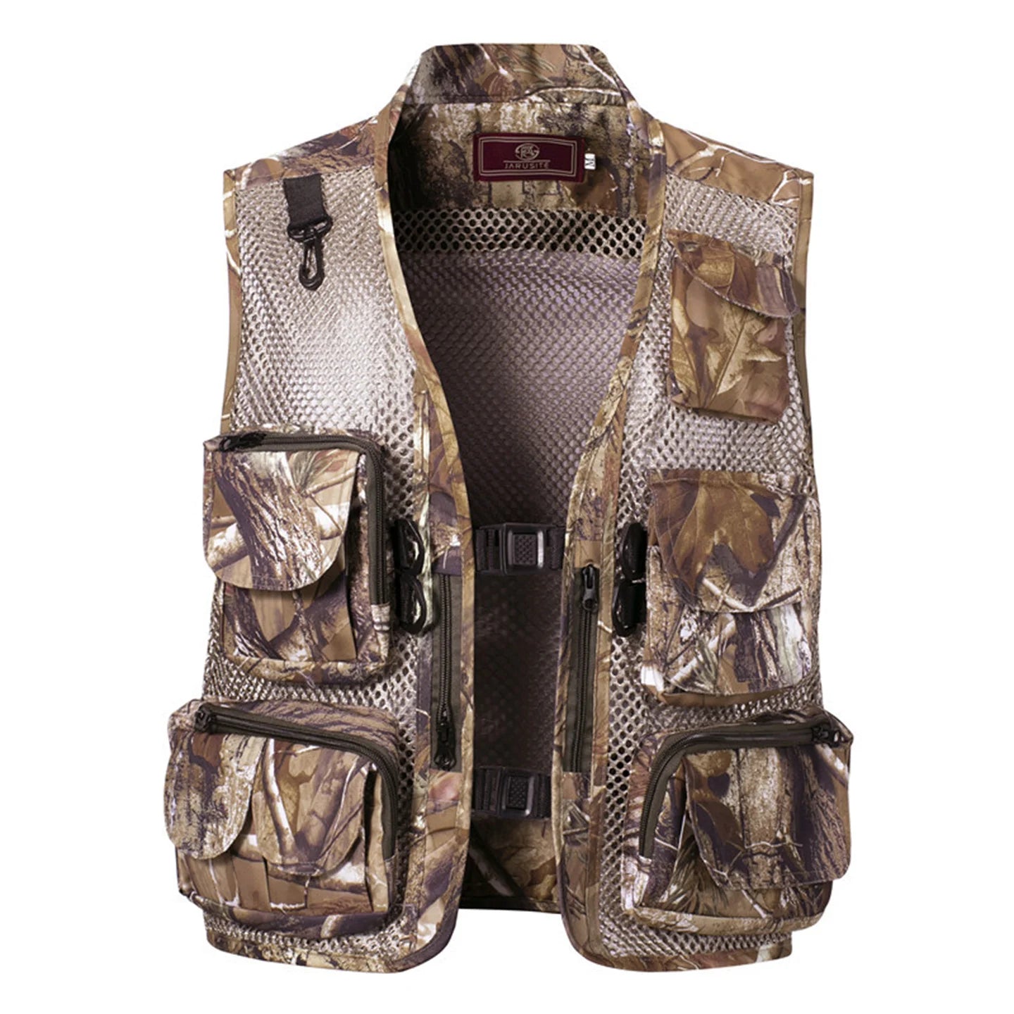 Men's Camouflage Hunting Vest Mesh Breathable Sleeveless Jacket Reporter Director Waistcoat Multi-Pocket Casual Fishing Vest