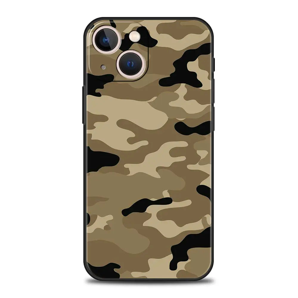 Military Camo iPhone Case – Army Silicone Cover for 7–15 Pro Max