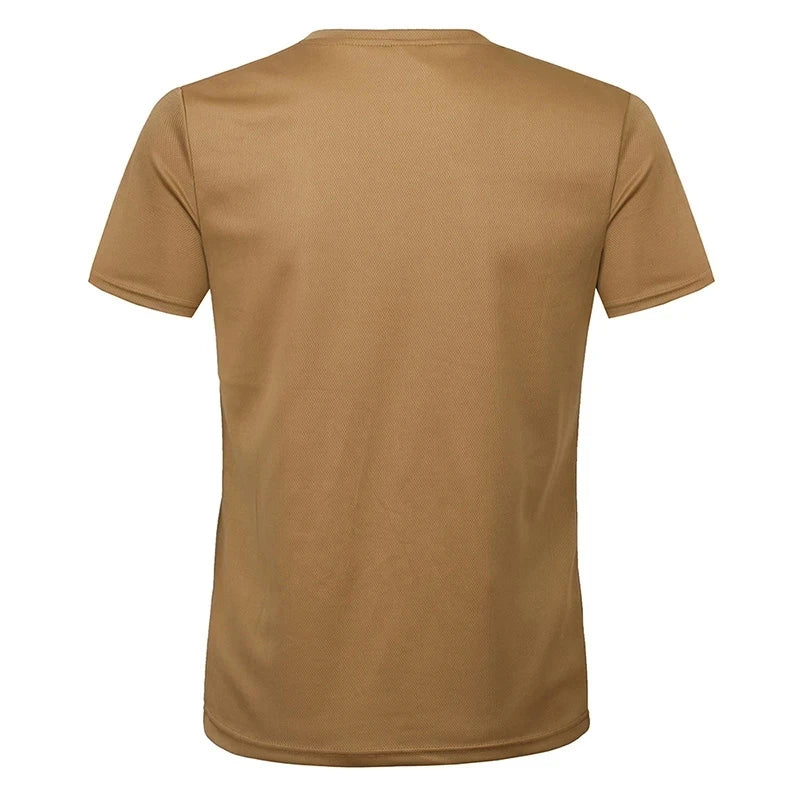 MEGE Brand Clothing Tactical Men's Tee Shirt Round Neck Solid Shirt Short Sleeve Breathable quick-drying Casual Shirt